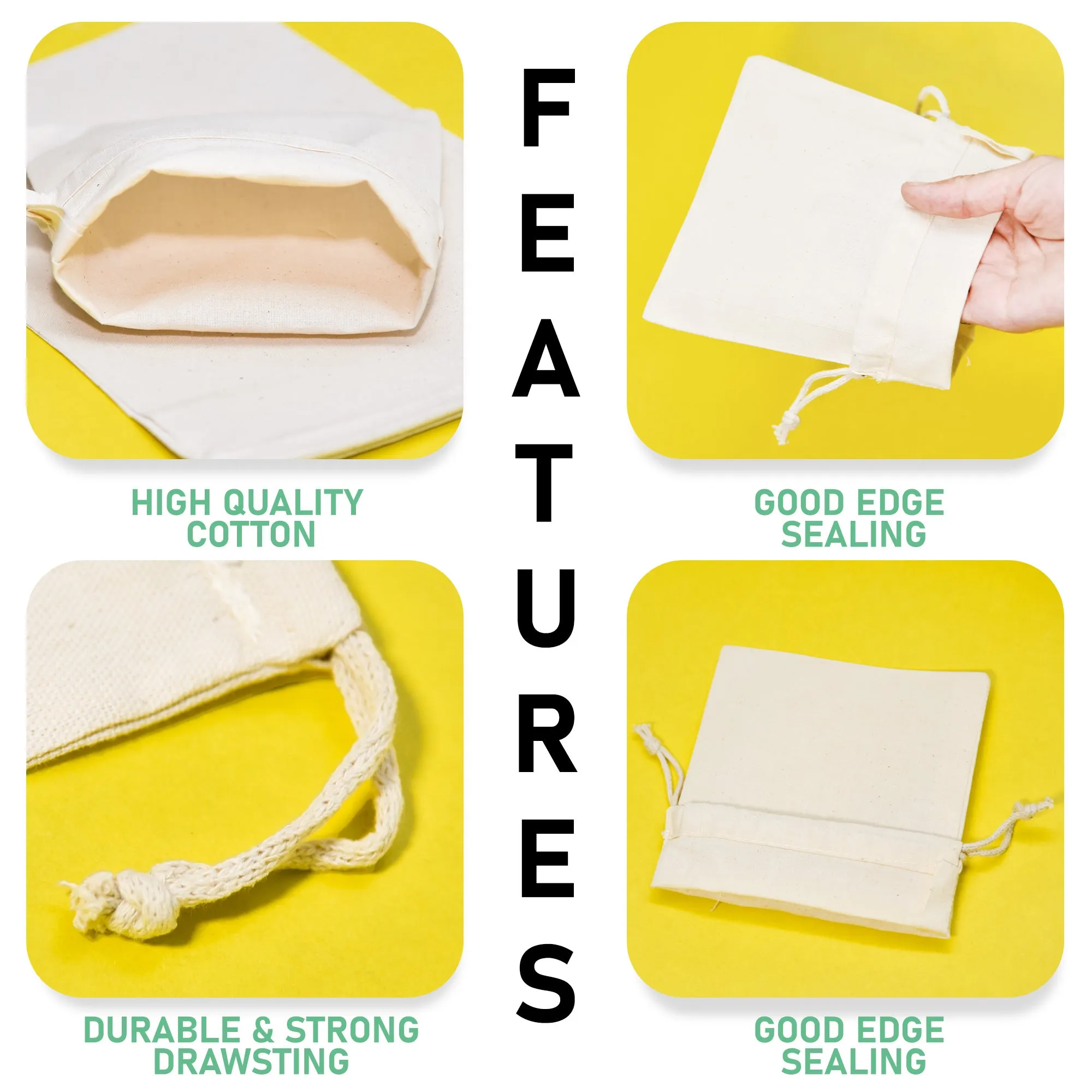 12x16 inches thick Double Drawstring Muslin Bags