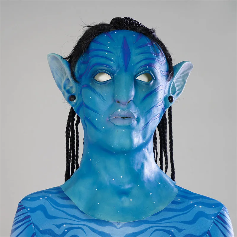 2022 Avatar 2 The Way of Water Neytiri Cosplay Costume Blue Jumpsuit With Headgear