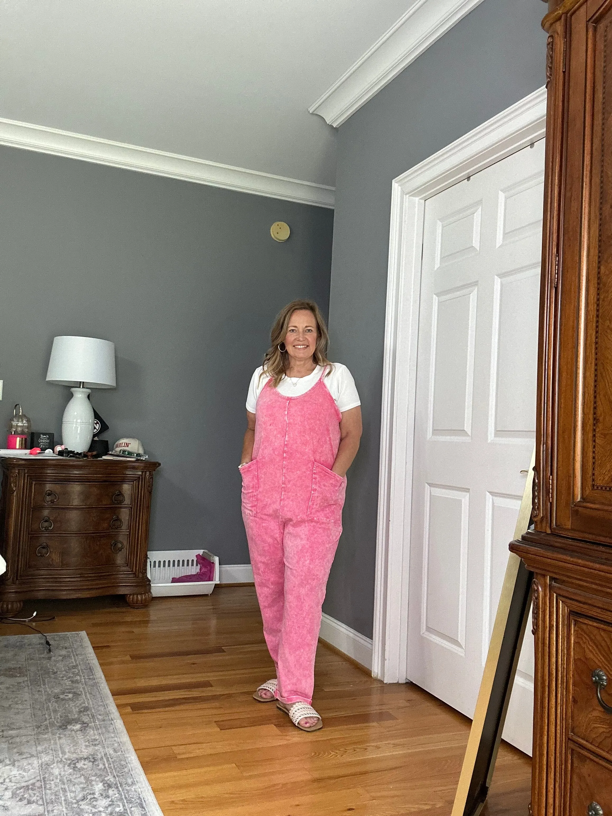 Acid Washed Hot Pink Jumpsuit