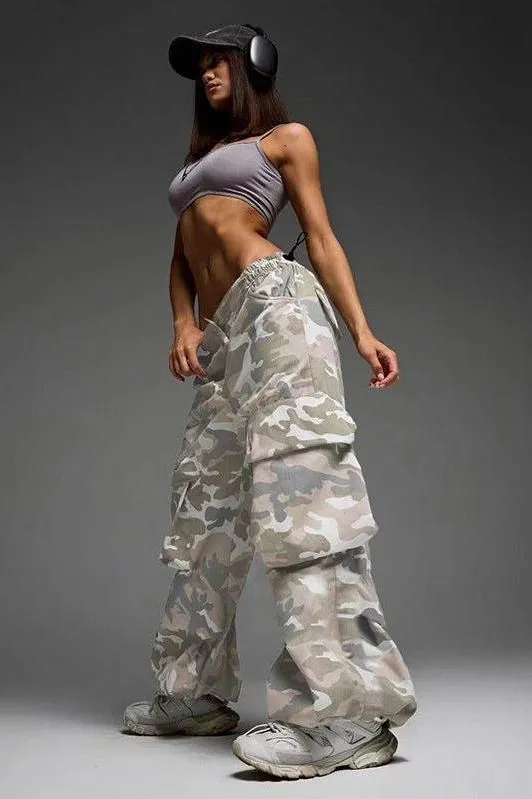 camouflage loose straight pants