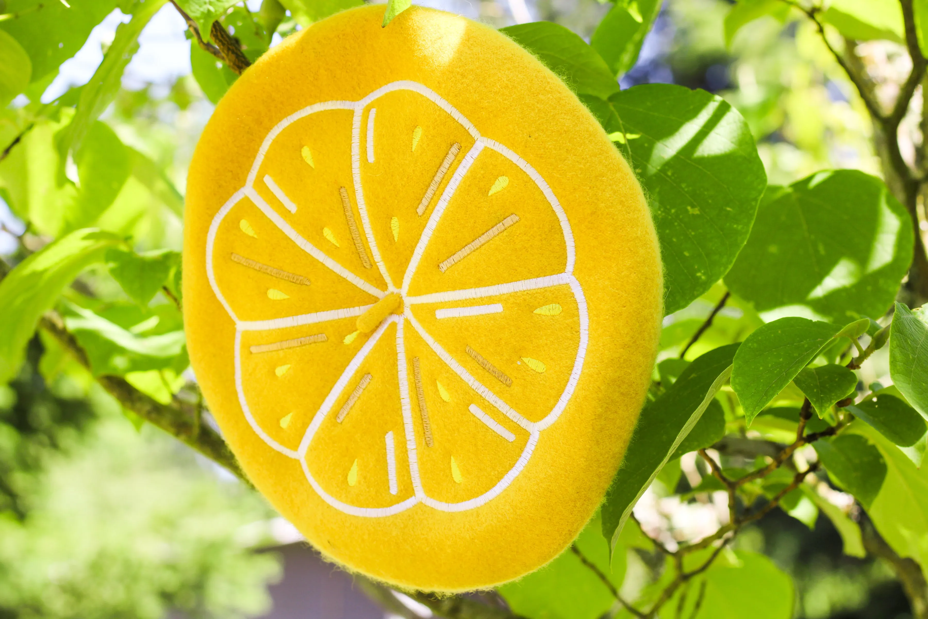 Citrus Slice Embroidered Beret!