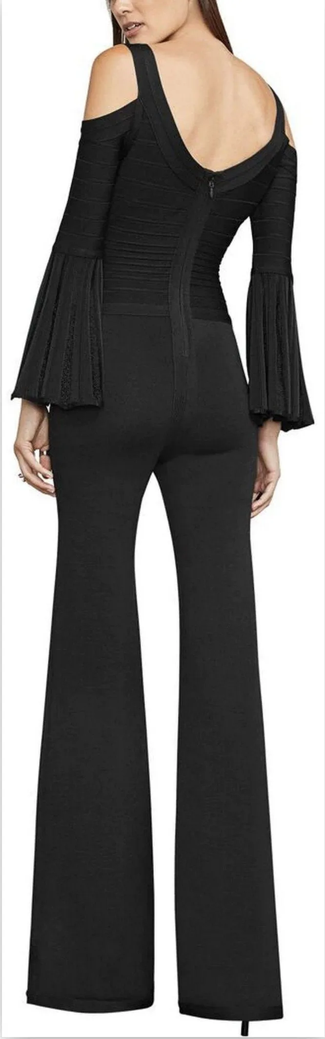 Cold-Shoulder Pleating Jumpsuit