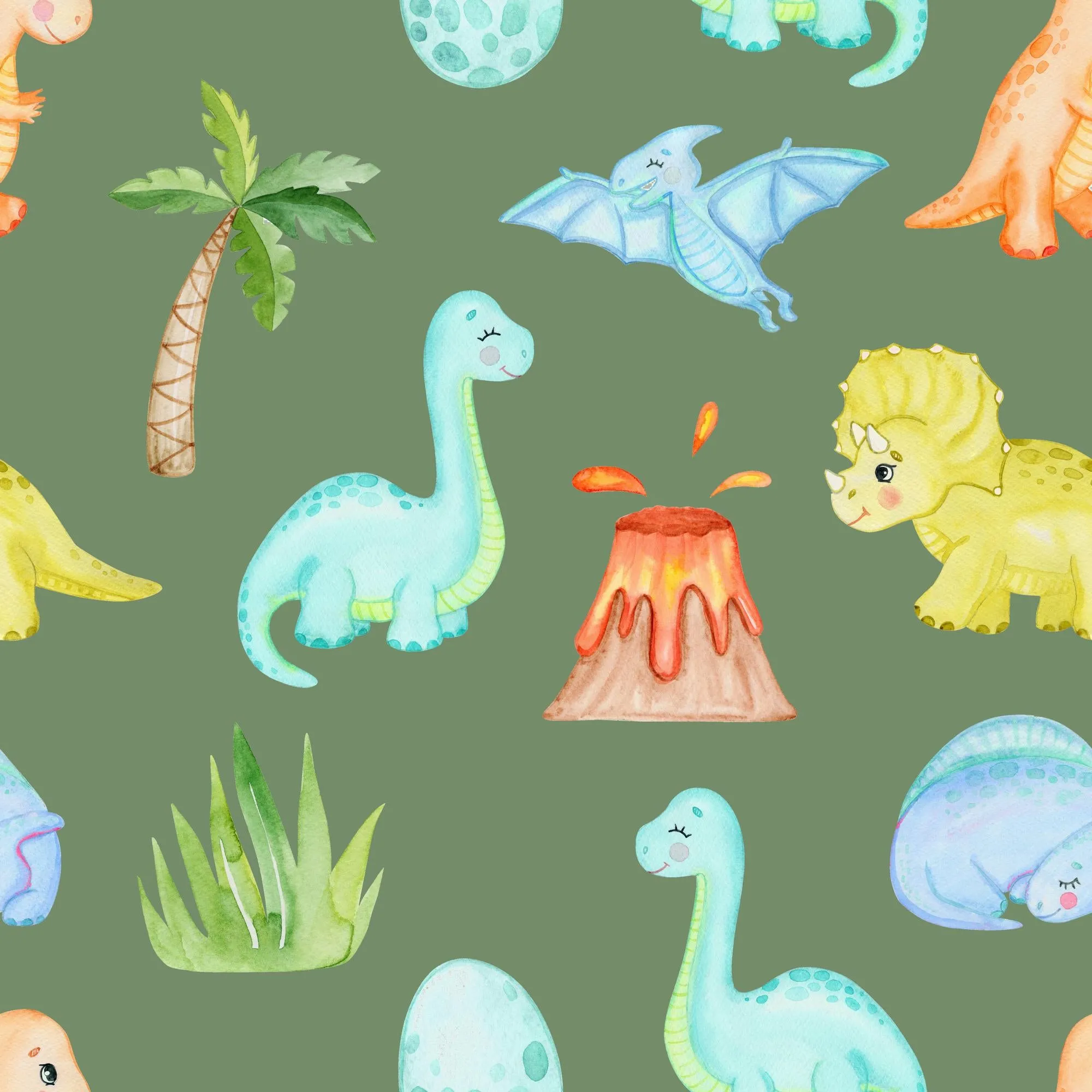 Dino Boy 5 - Natural Fiber Fabric by the Yard