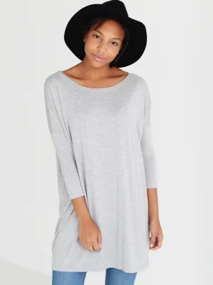 Heather Gray 3/4 Sleeve Tunic