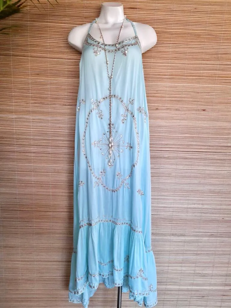 LONG DRESS MAELYS Blush, Black, Mint and Blue