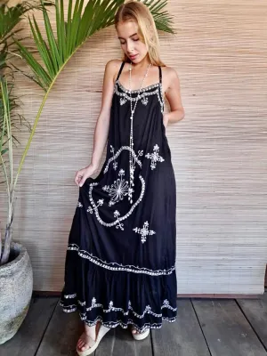 LONG DRESS MAELYS Blush, Black, Mint and Blue