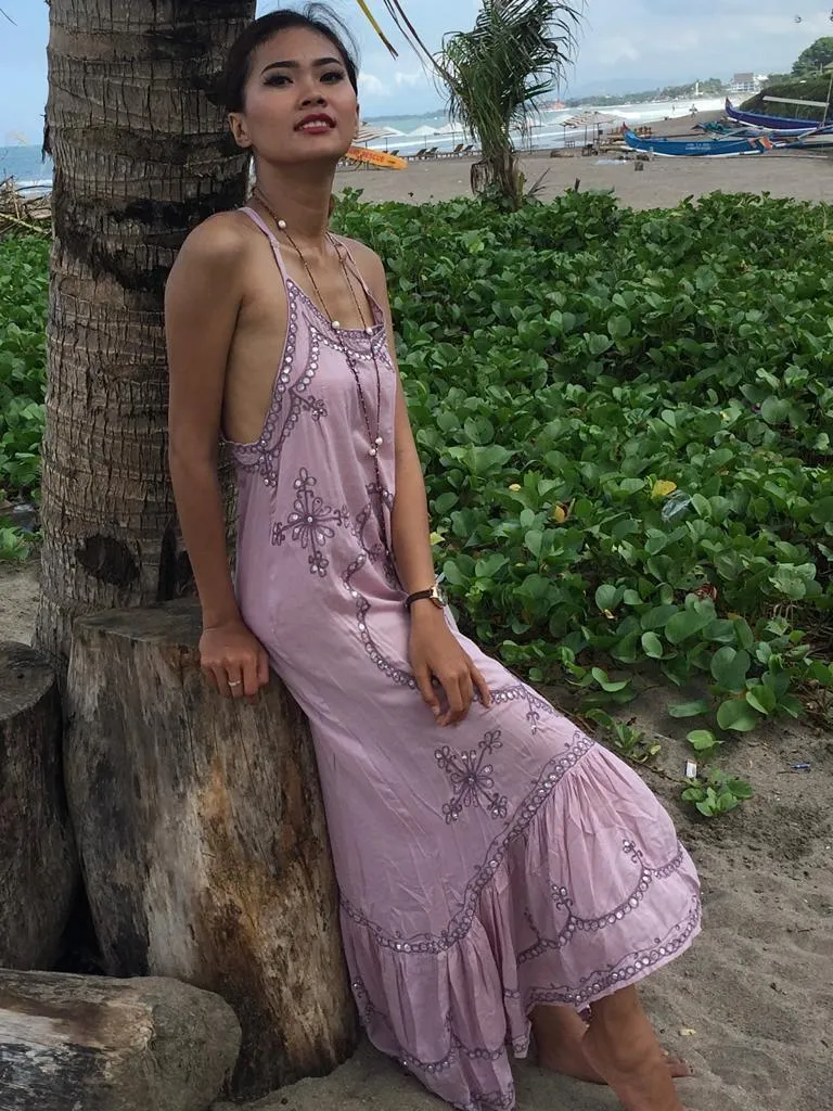 LONG DRESS MAELYS Blush, Black, Mint and Blue