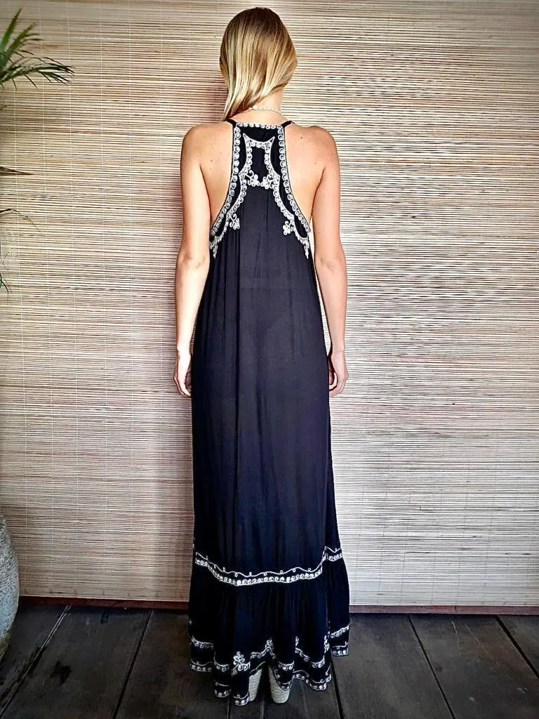 LONG DRESS MAELYS Blush, Black, Mint and Blue