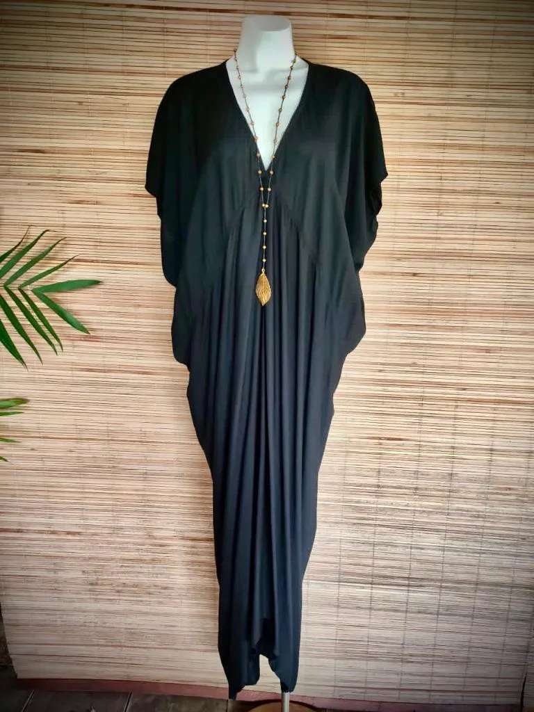 LONG DRESS OASIS in Brick, Black and Khaki.