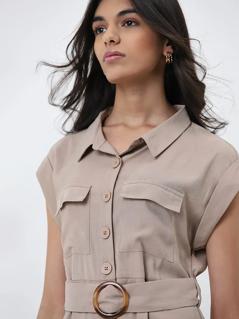 LOV Beige Jumpsuit with Belt
