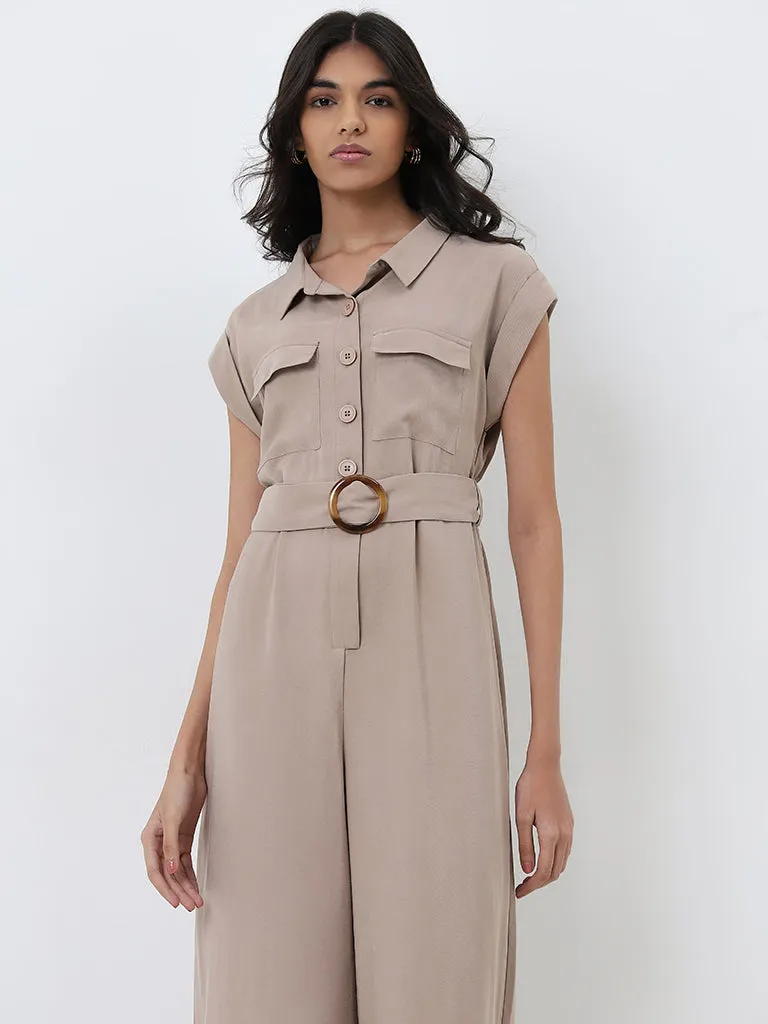 LOV Beige Jumpsuit with Belt
