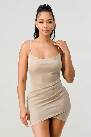 LUX GLITTER TULIP HEM BODYCON MINI DRESS