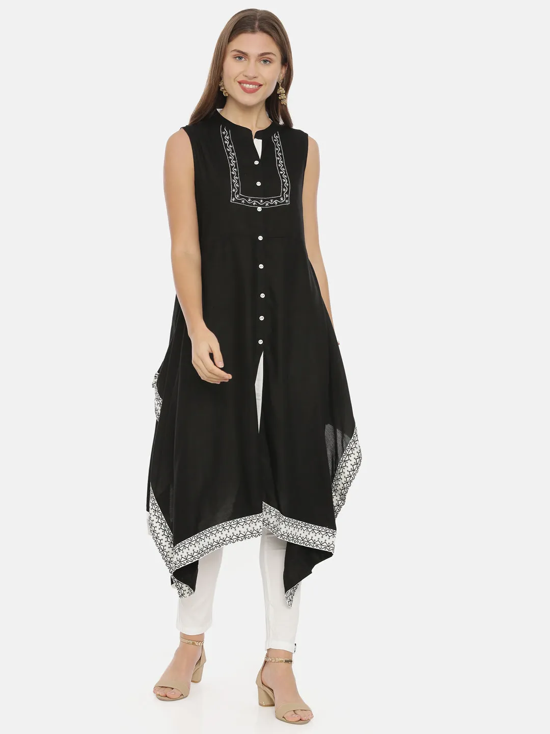 Neeru's Black Color Rayon Fabric Tunic