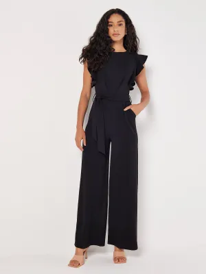 Ruffle Sleeve Jersey Jumpsuit