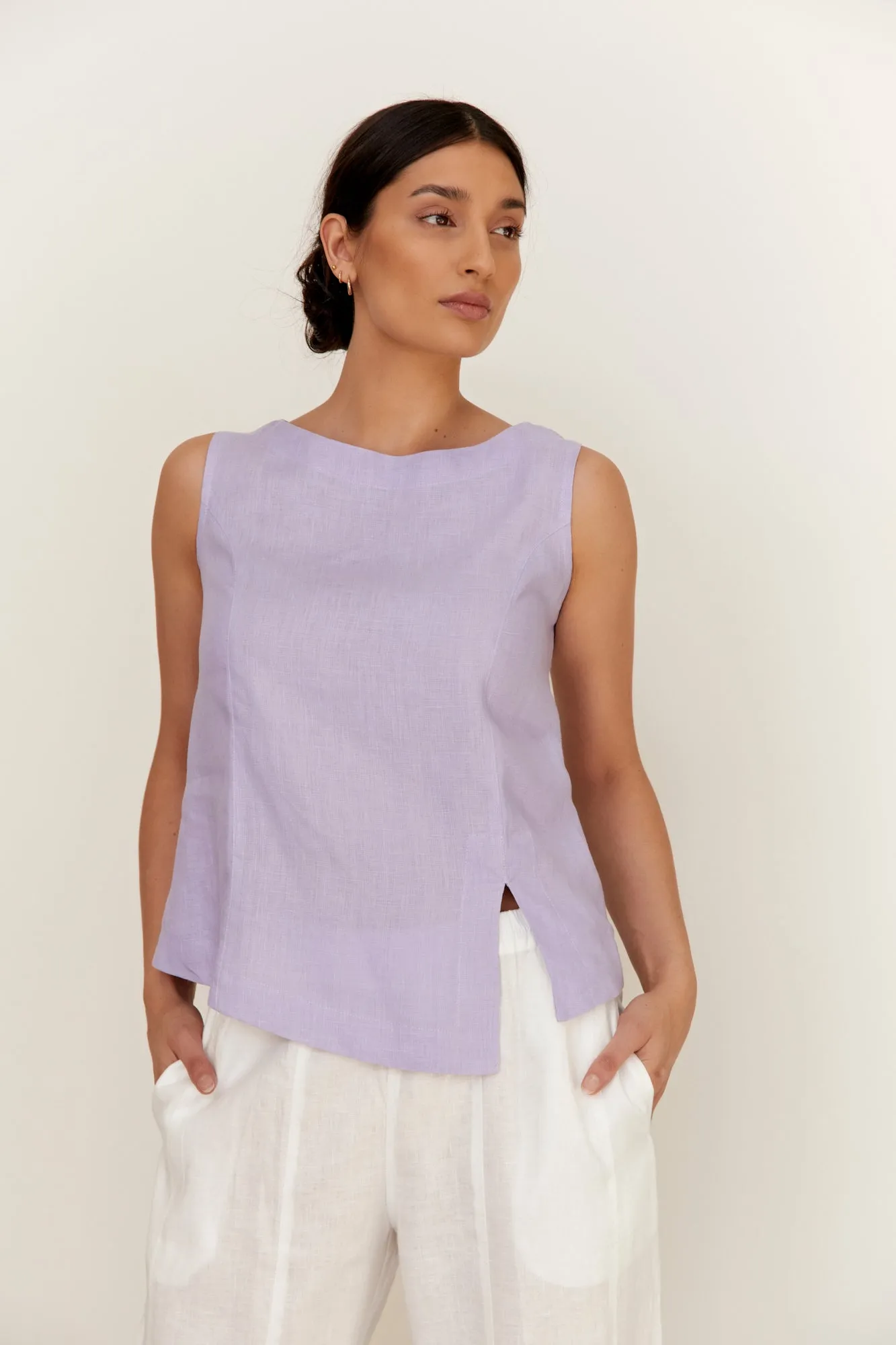 Shell Linen Top Lilac