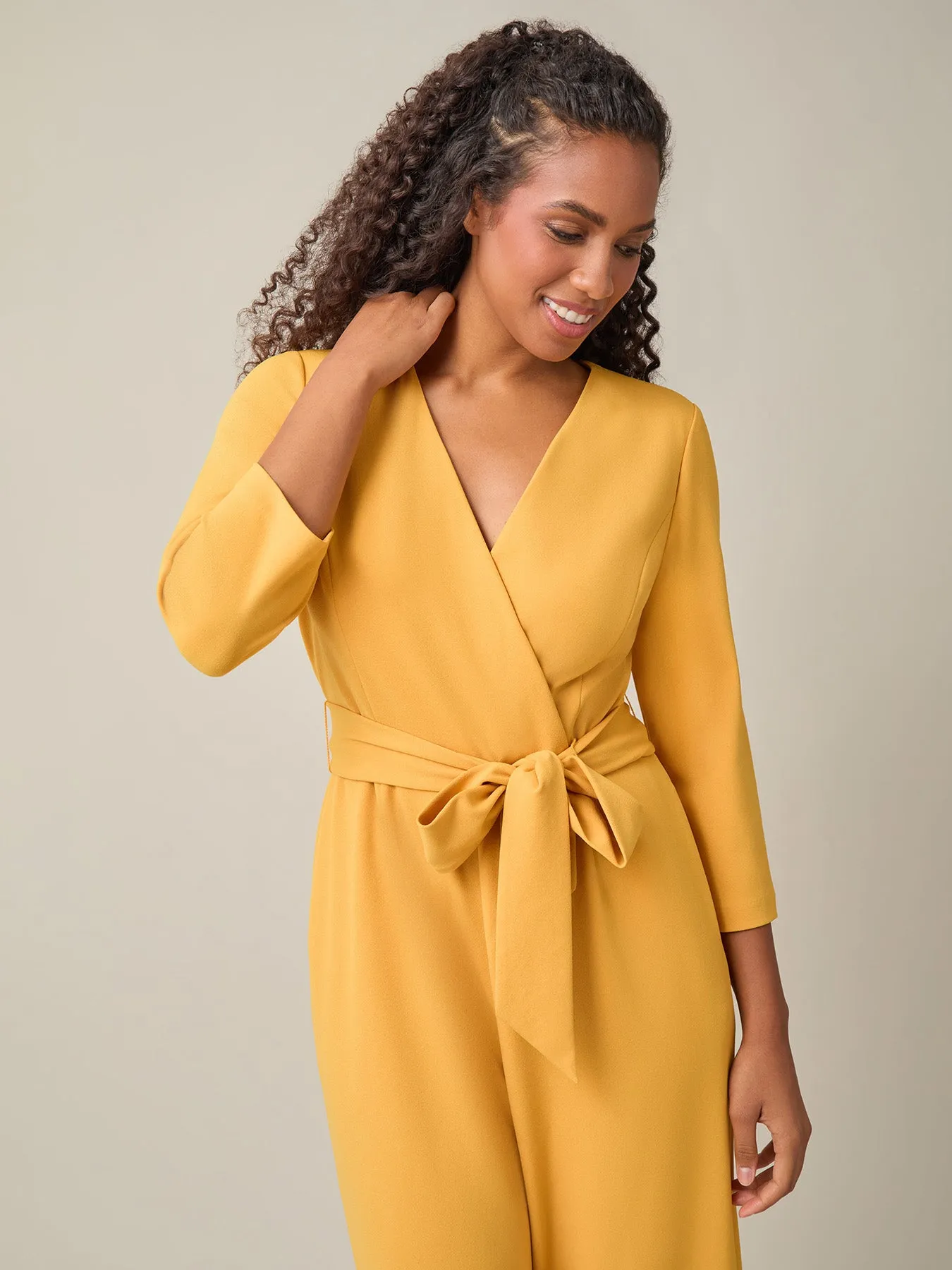 Tie-Waist Jumpsuit, Gold Signature