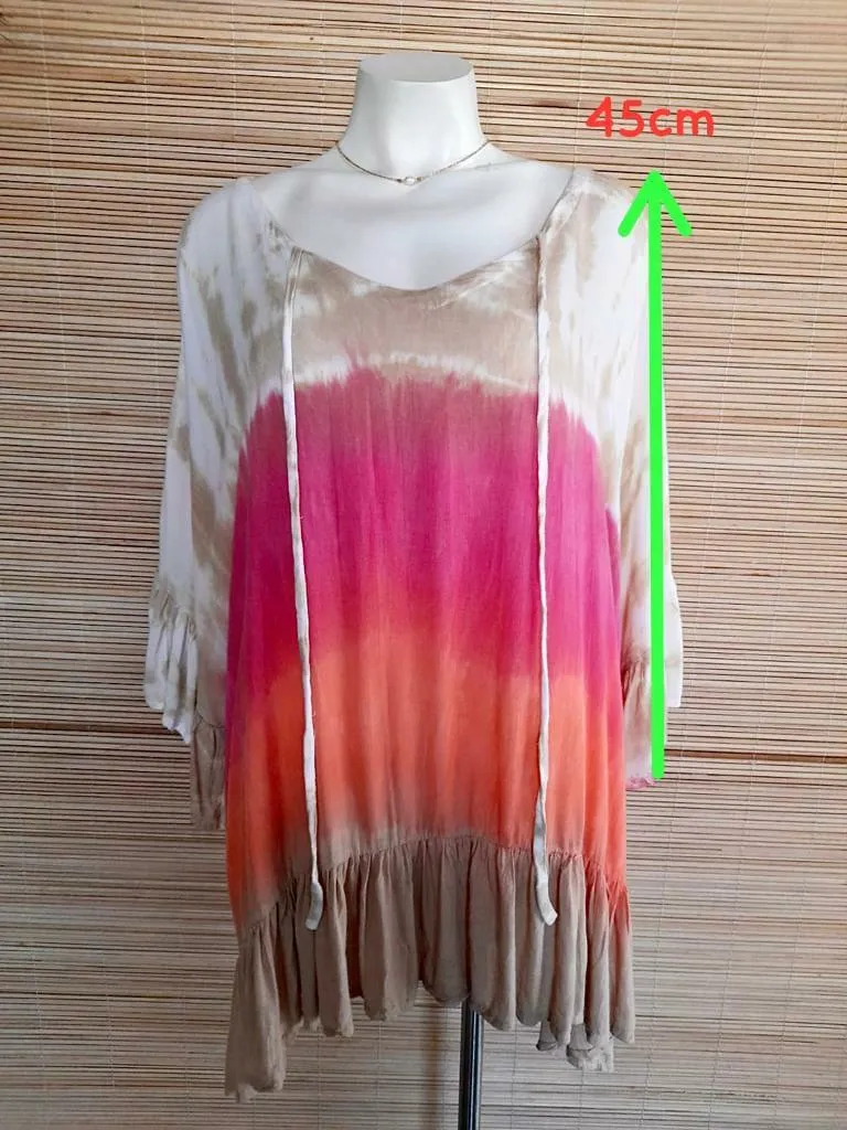 TOP/ DRESS GWENDOLYN Long Sleeve in 3 Tie Dye Colors