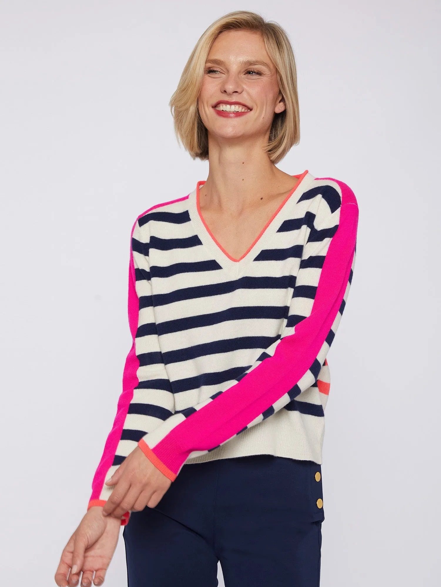 Vilagallo V Neck Striped Sweater