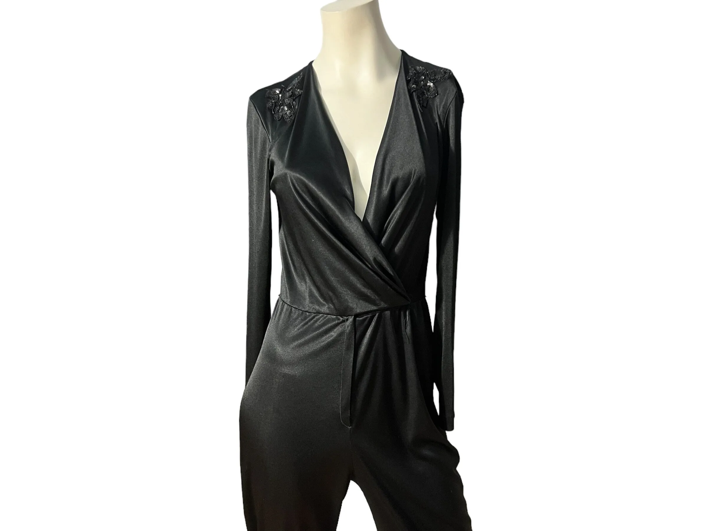 Vintage 70's black Jody slinky jumpsuit M