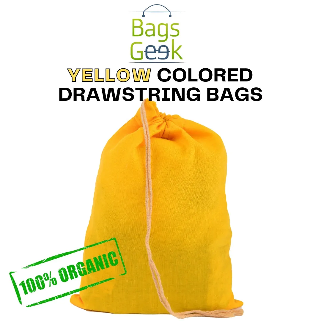 Yellow Colored Drawstring Bags