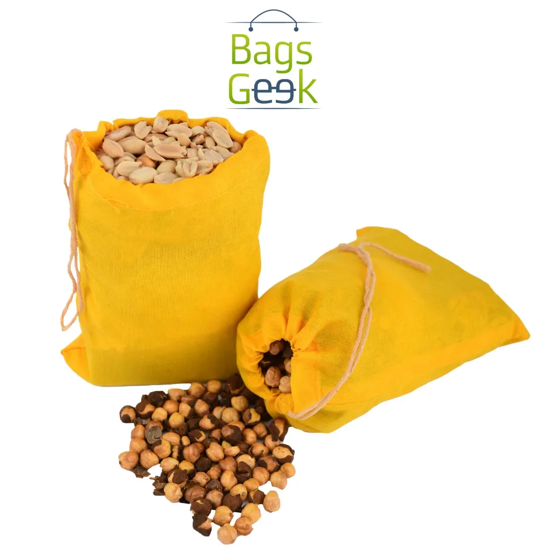 Yellow Colored Drawstring Bags
